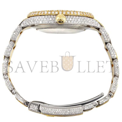 ROLEX DATEJUST SERIES MECHANICAL MEN'S WATCH  FULL DIAMOND SAPPHIRE CRYSTAL, 41MM DIAMETER  